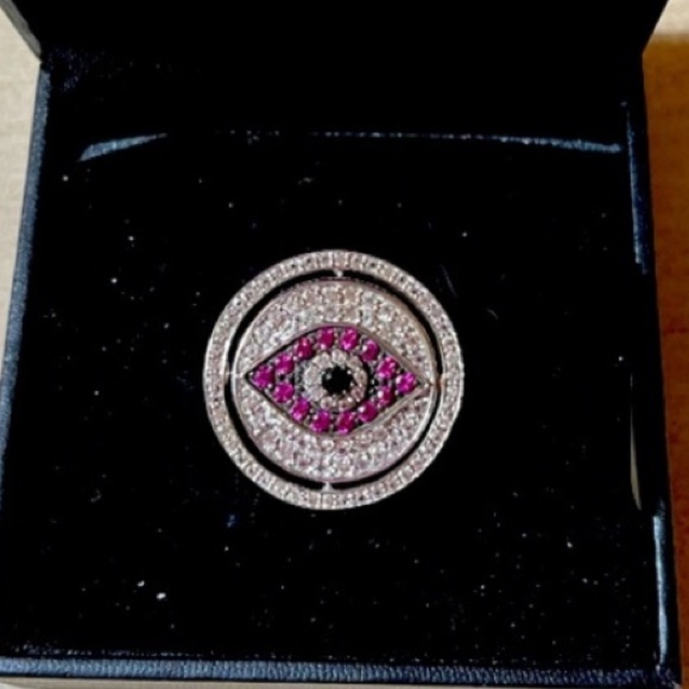 Rarities by Carol Brodie NWT Pink Sapphire Evil Eye Hamsa Hand Ring 💖